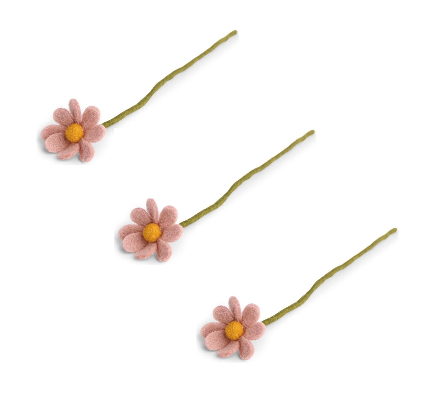 Filzblumen Anemone - Altrosa - 3er Set
