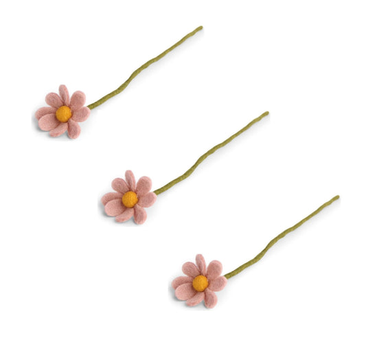 Filzblumen Anemone - Altrosa - 3er Set