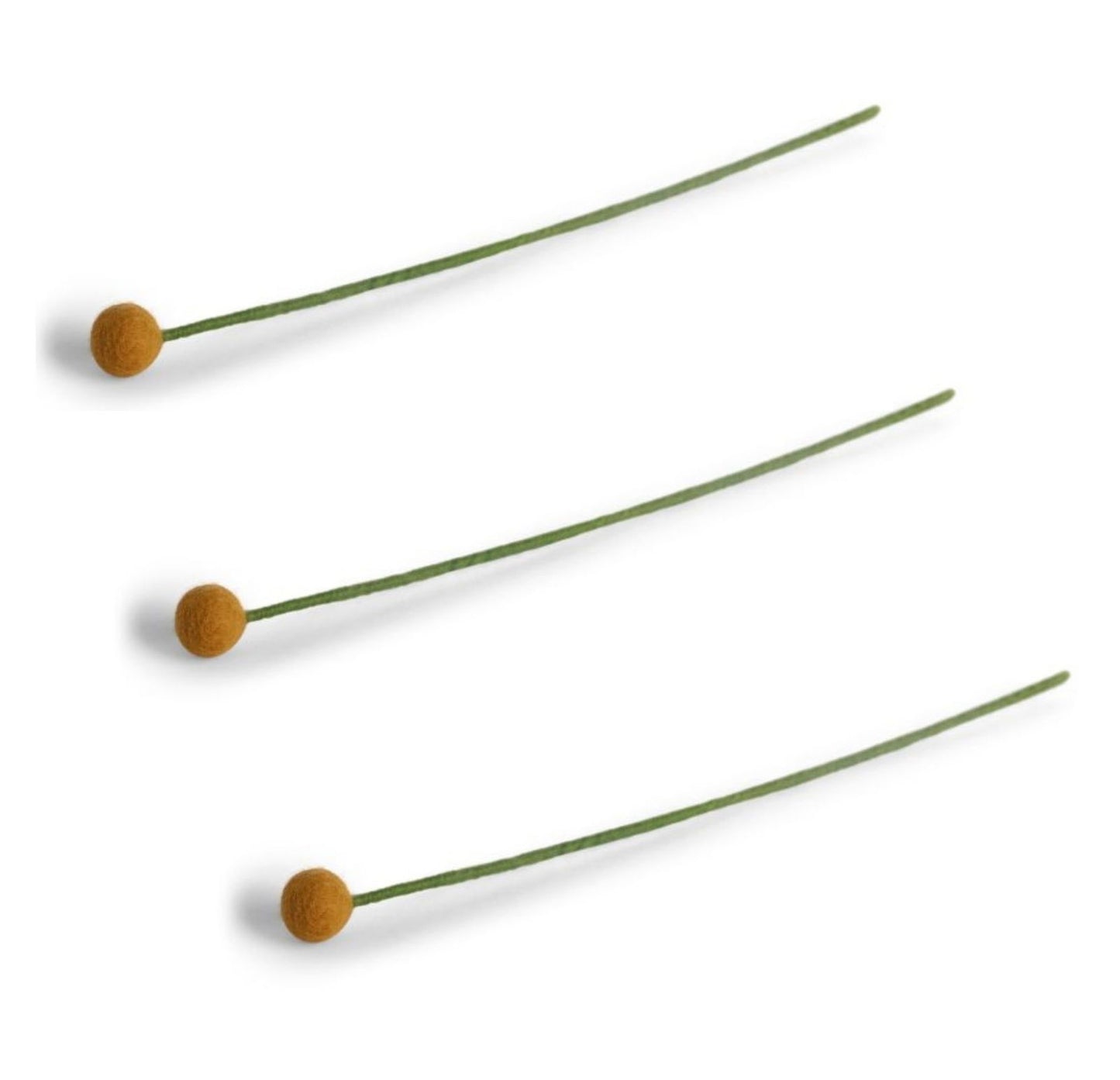 Filzblumen 3er Set - Gelb