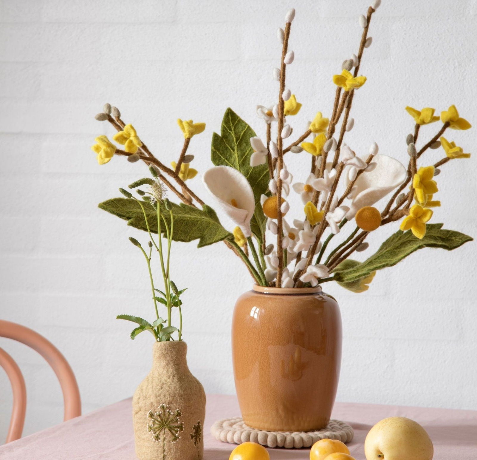 Filtblomster – Sæt af 3 – Gul