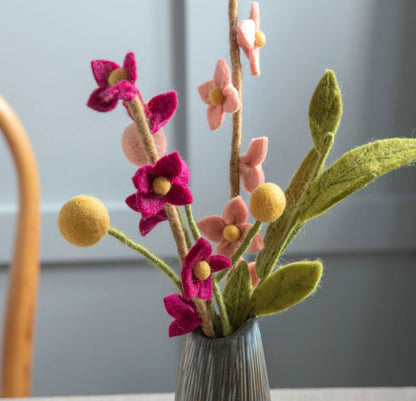 Filzblumen 3er Set - Gelb