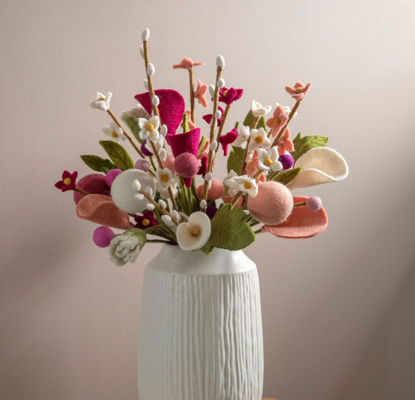 Filtblomster – Sæt af 3 – Støvet Rosa