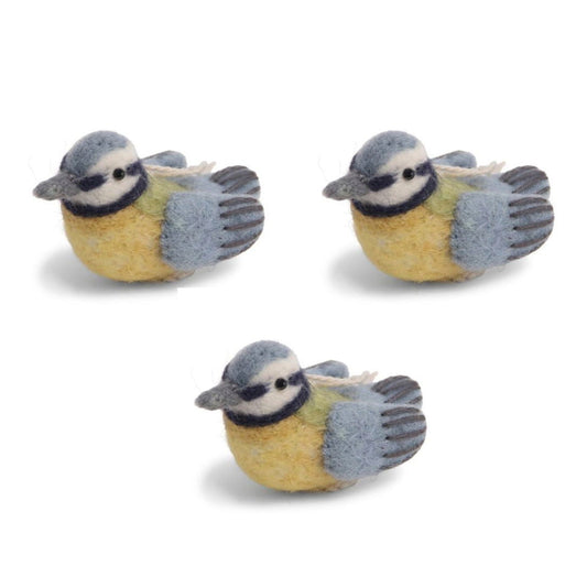 Filzanhänger Vogel Gelb/Blau 3er Set