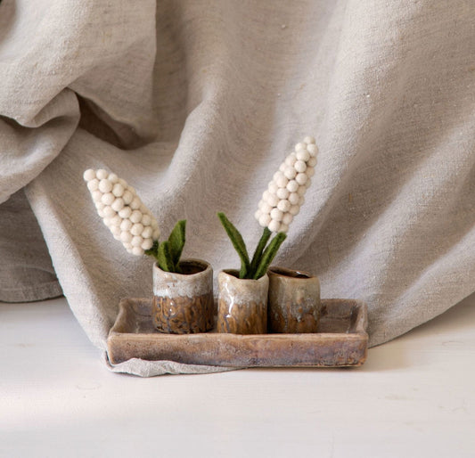 Filzblumen Hyazinthe weiß 3er Set