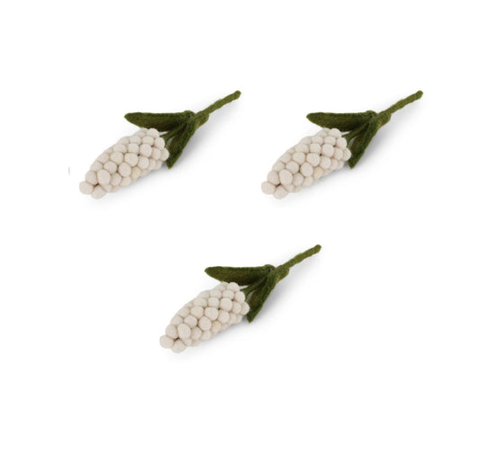 Filzblumen Hyazinthe weiß 3er Set