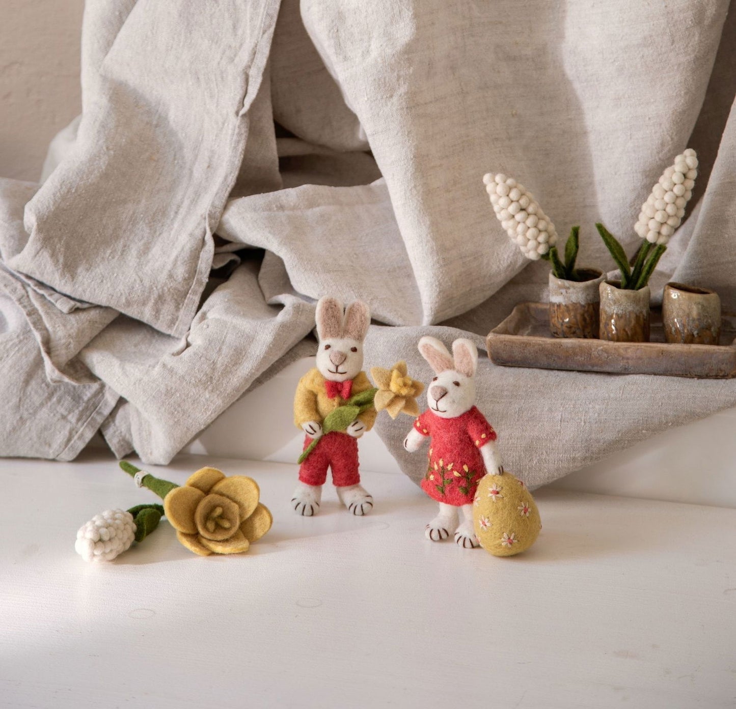 Filzblumen Narzisse gelb – klein – 3er Set