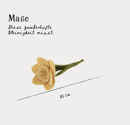 Filzblumen Narzisse gelb – klein – 3er Set