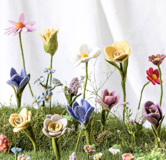 Filzblumen Narzisse gelb – groß – 3er Set