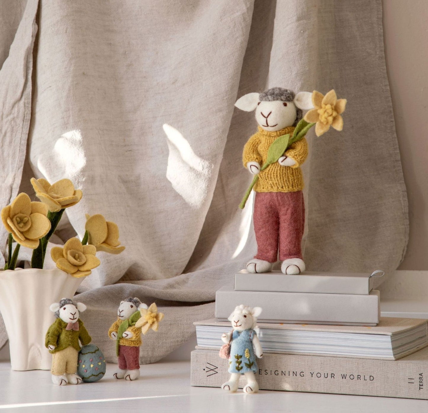 Filzblumen Narzisse gelb – groß – 3er Set