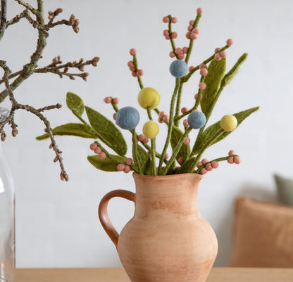 Filzblumen 3er Set - Staubgrün