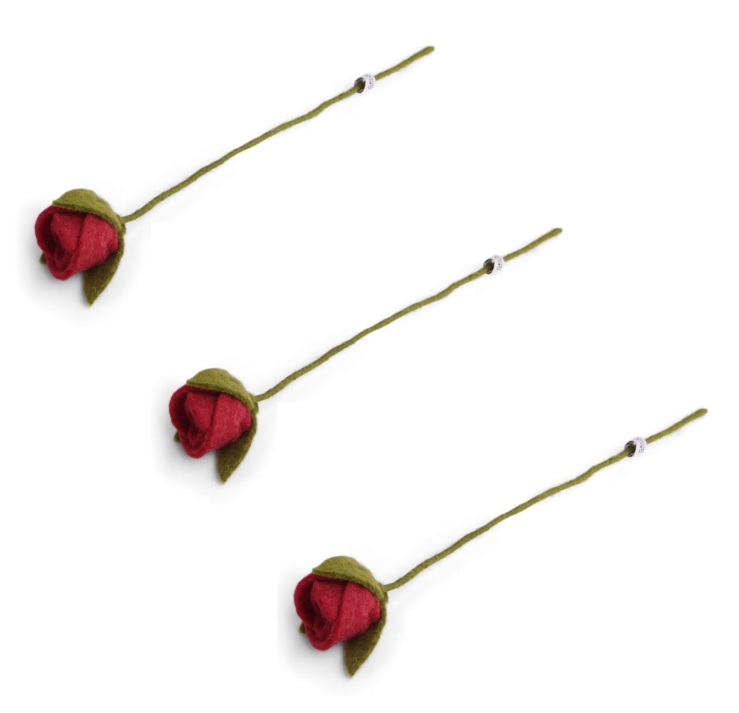 Filzblumen Rose Dunkelrot 3er Set