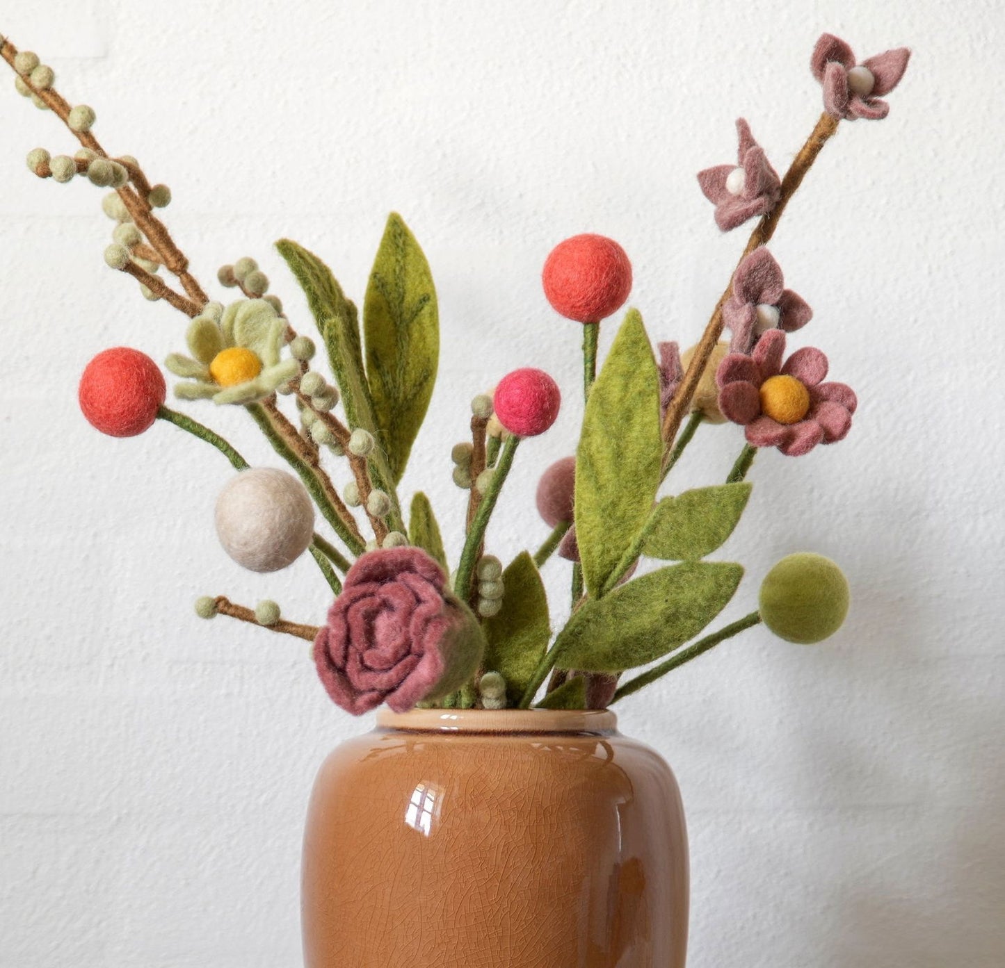 Filzblumen 3er Set -  Pink