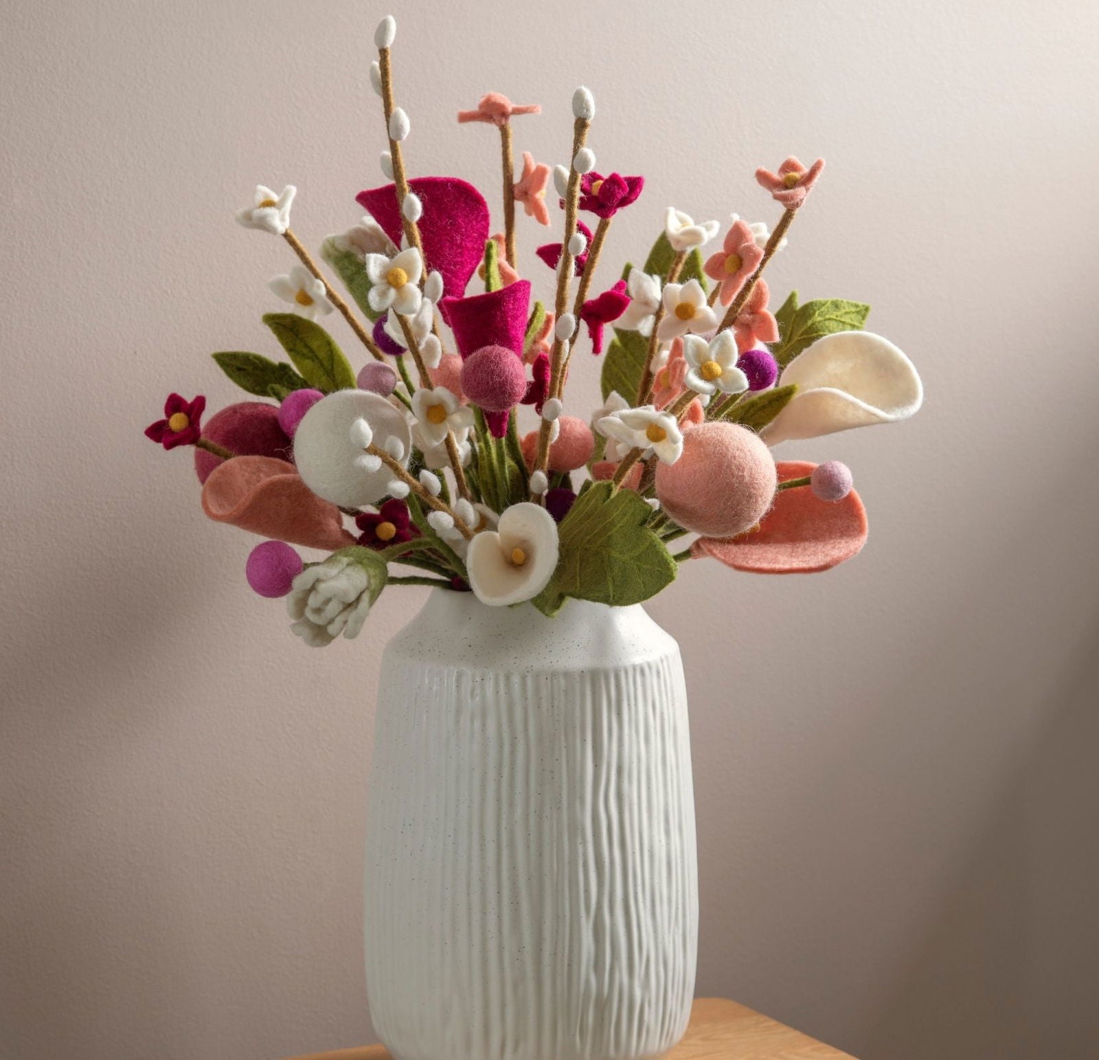 Filtblomster – Lyserød, Klar Pink & Støvet Rosa – Sæt af 3
