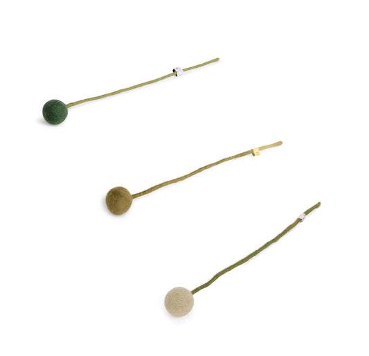 Kugelblumen aus Filz – Grün, Dunkelgrün und Mintgrün – 3er-Set