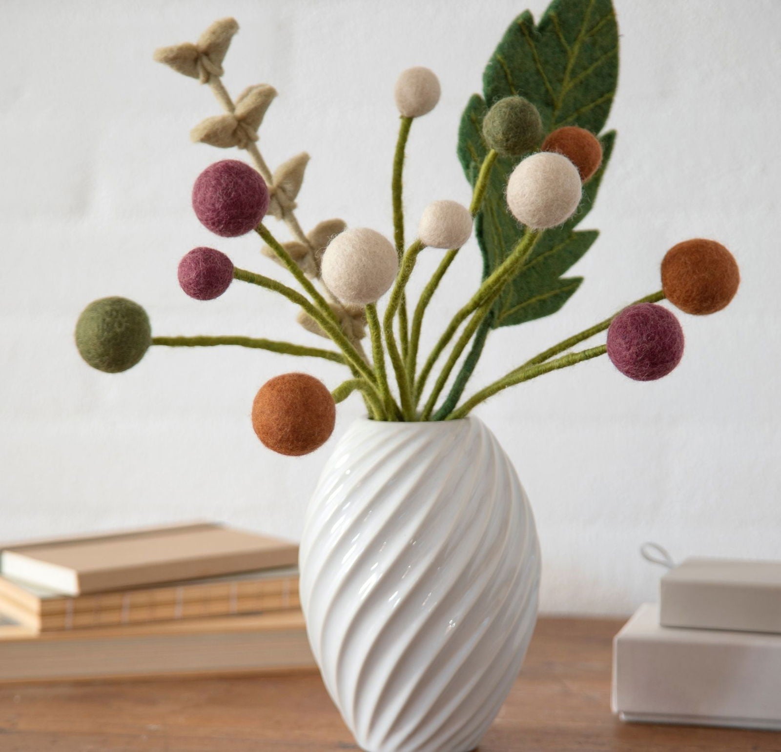 Filtblomster – Grøn, Mørkegrøn & Mintgrøn – Sæt af 3