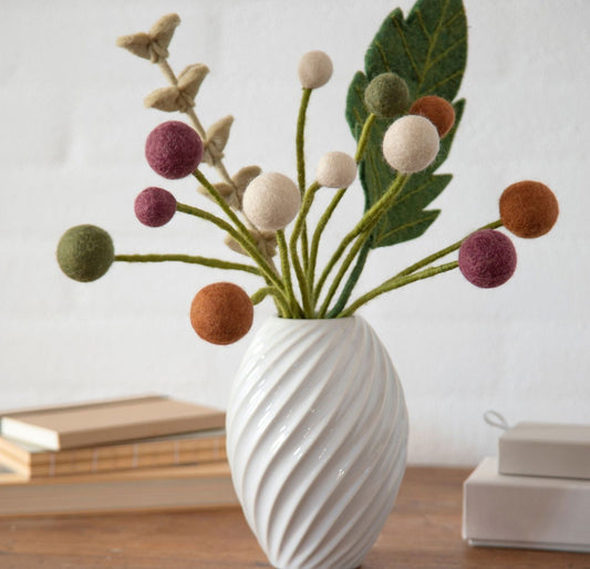 Kugelblumen aus Filz – Grün, Dunkelgrün und Mintgrün – 3er-Set