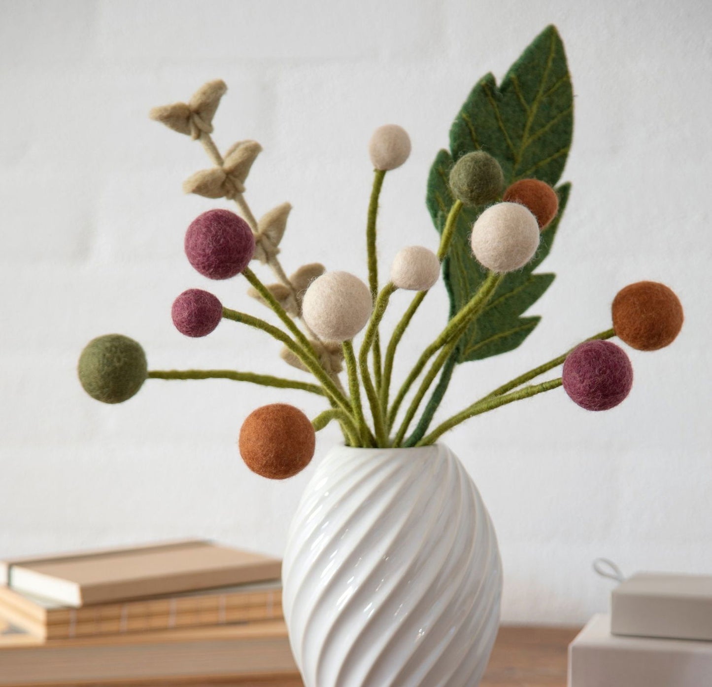 Kugelblumen – Beige, Weiß und Mintgrün – 3er-Set