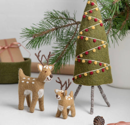 Filzfigur Hirsche braun Weihnachten 2er Set