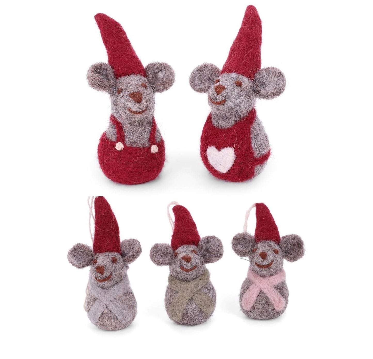 Weihnachtsbaumanhänger Spitzmaus-Mutter & -Vater & Spitzmaus-Babys 5er Set