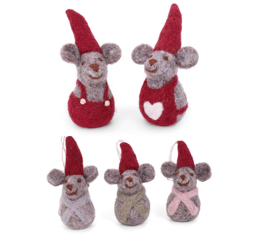Weihnachtsbaumanhänger Spitzmaus-Mutter & -Vater & Spitzmaus-Babys 5er Set