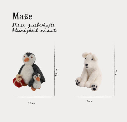 Filzanhänger Eisbär & Pinguin mit Baby