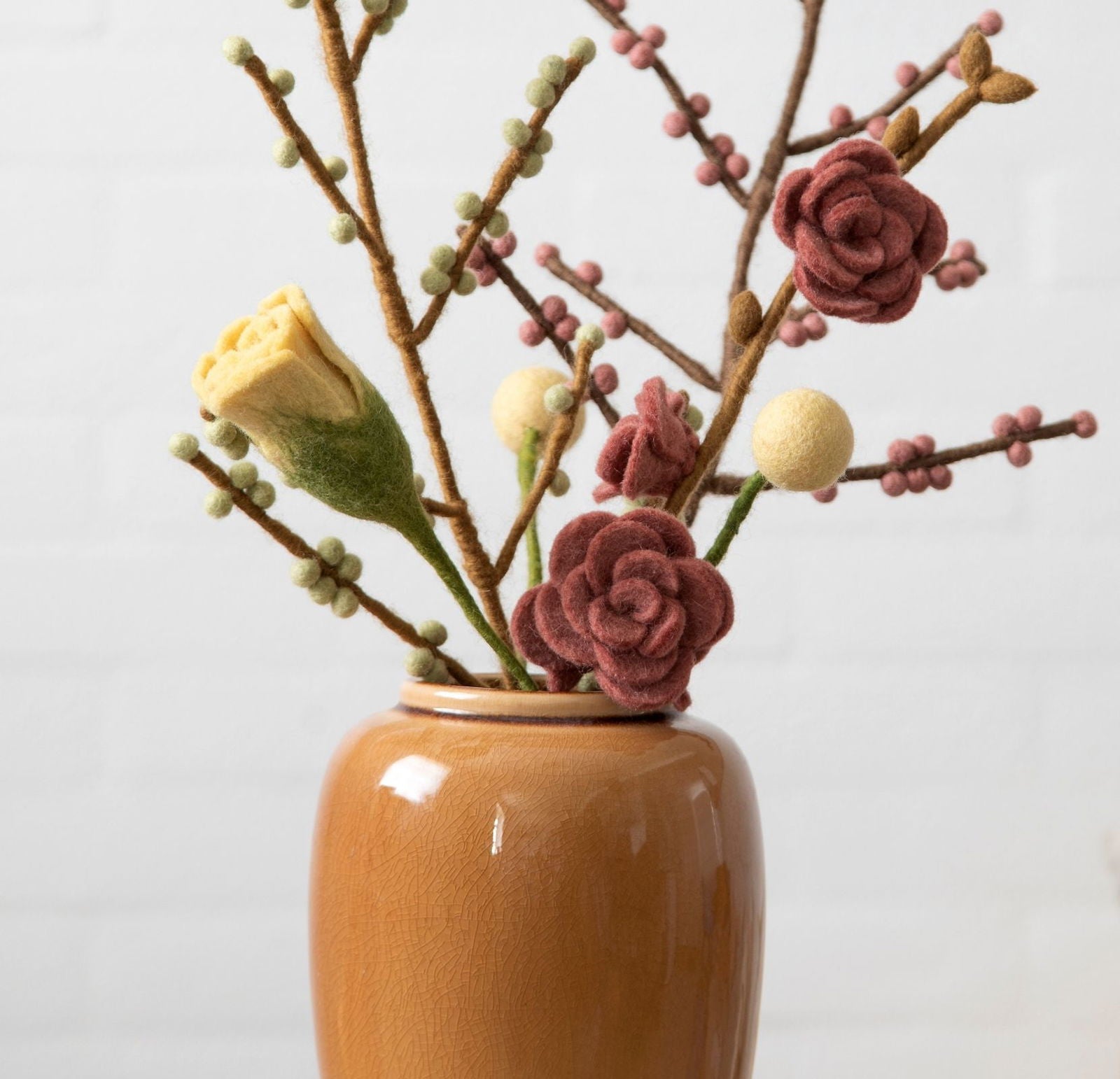Filtblomster – Sæt af 3 – Gul