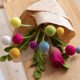 Filtblomster varme farver 3 stk.