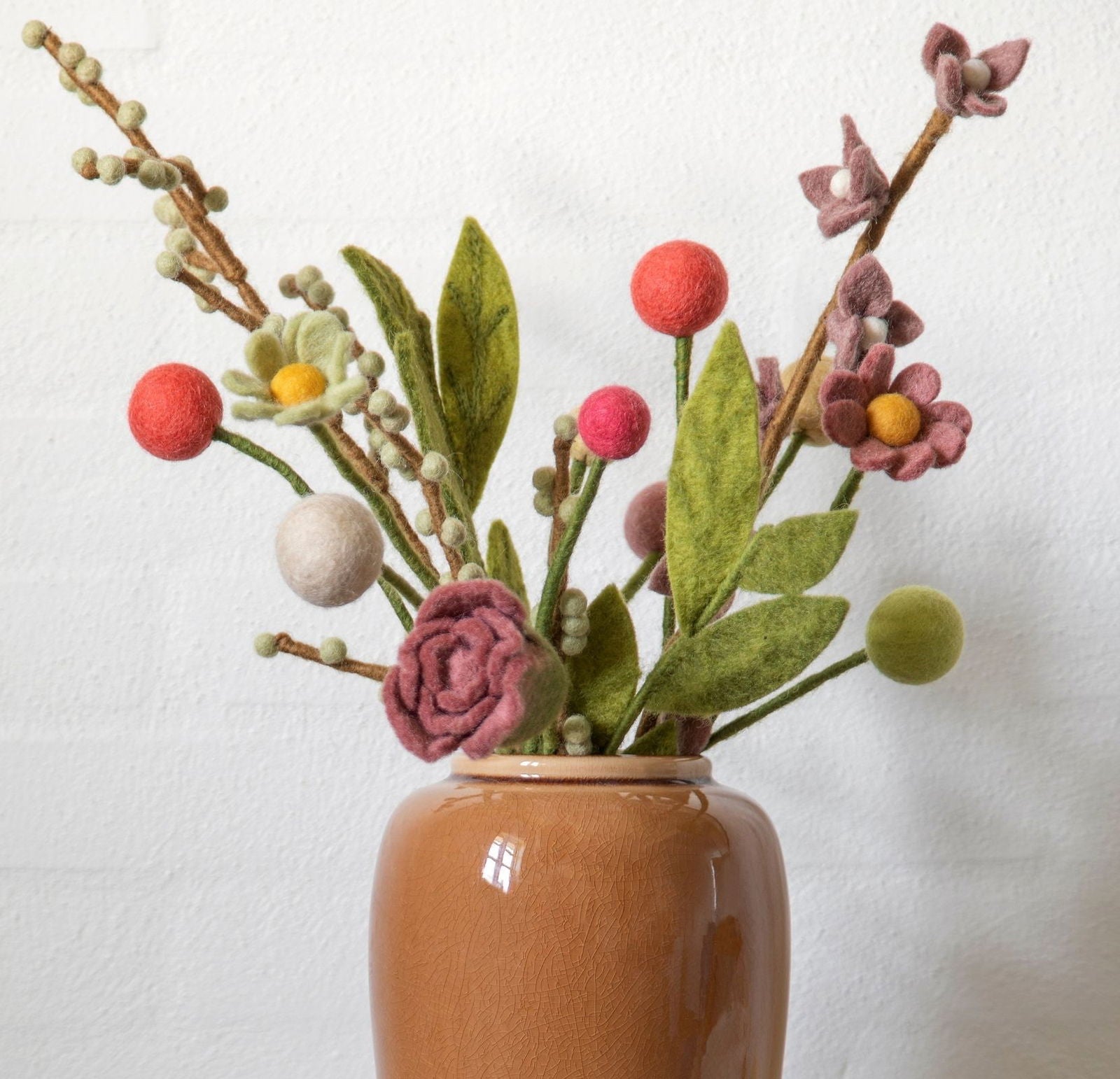 Filtblomster – Sæt af 3 – Støvet Rød