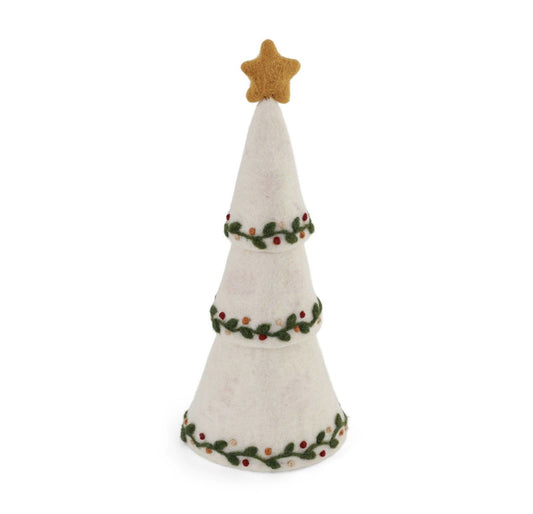 Deko Weiß Weihnachtsbaum mit Stickerei 3 in 1