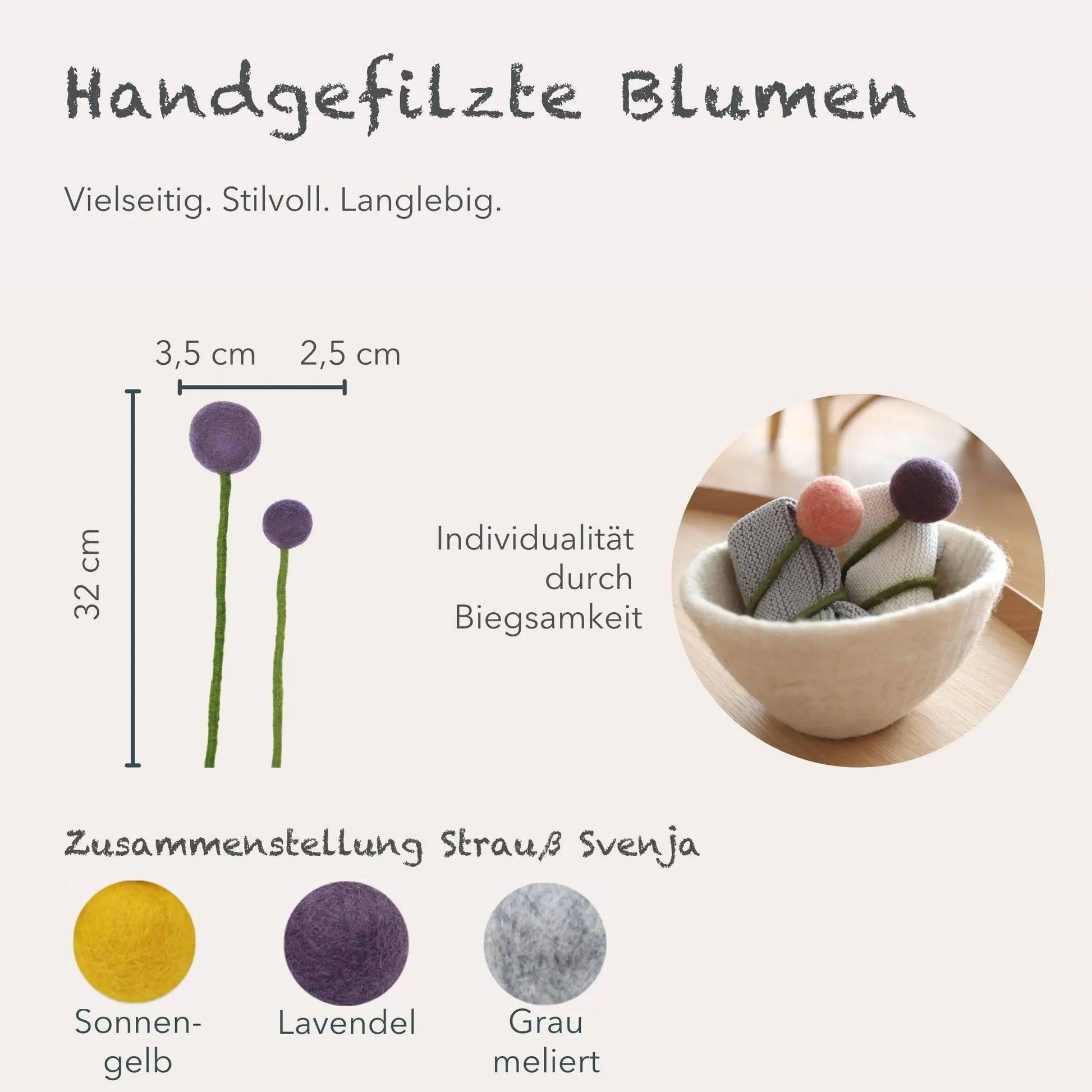 Filzlig Blumenstrauß Svenja  Gry & Sif Maße