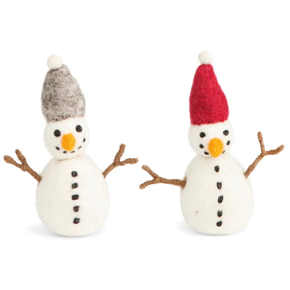 Filzlig Figuren Schneemänner roter + grauer Hut  Gry & Sif