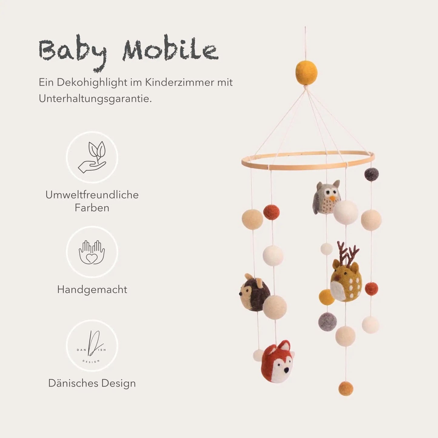 Filzlig Waldtiere Baby Mobile  Gry & Sif