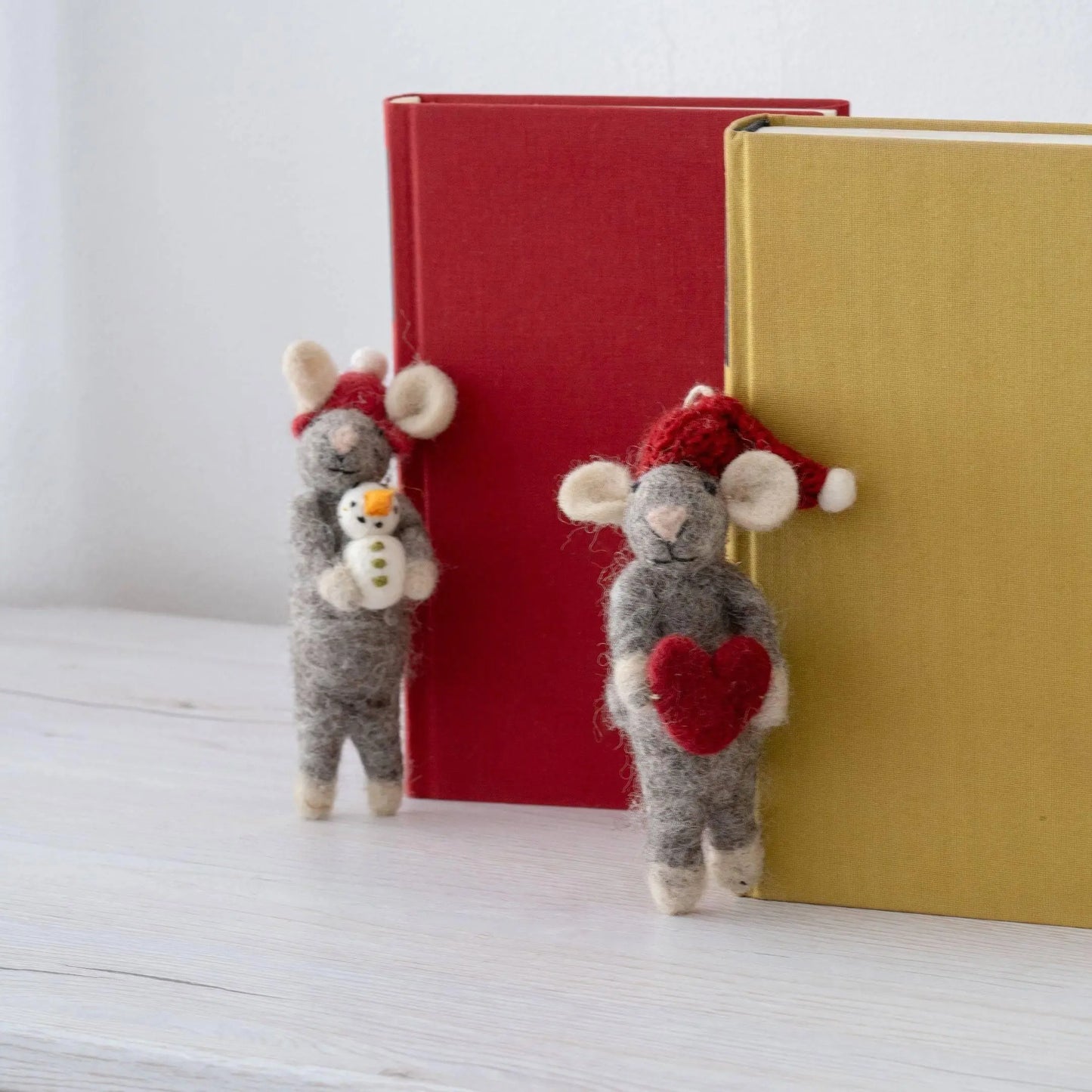 Filzlig Weihnachtsfiguren Graue Mäuse mit Herz & Schneemann  Gry & Sif Anwendungsbild