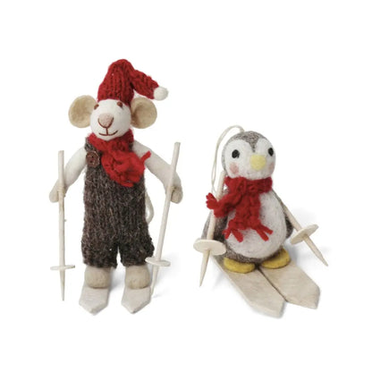 Filzlig Weihnachtsfiguren Maus + Pinguin Ski-Set  Gry & Sif Freisteller