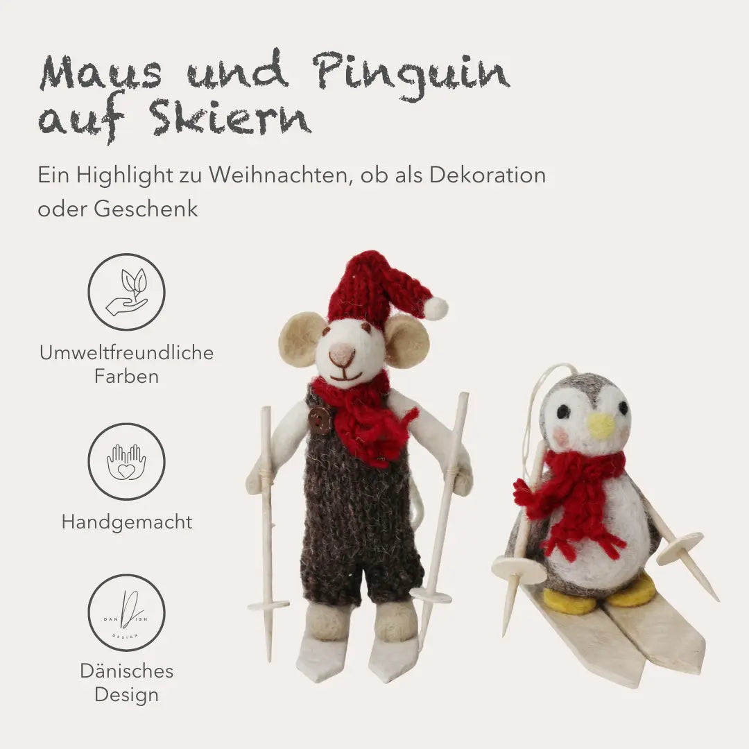 Filzlig Weihnachtsfiguren Maus + Pinguin Ski-Set  Gry & Sif USPs