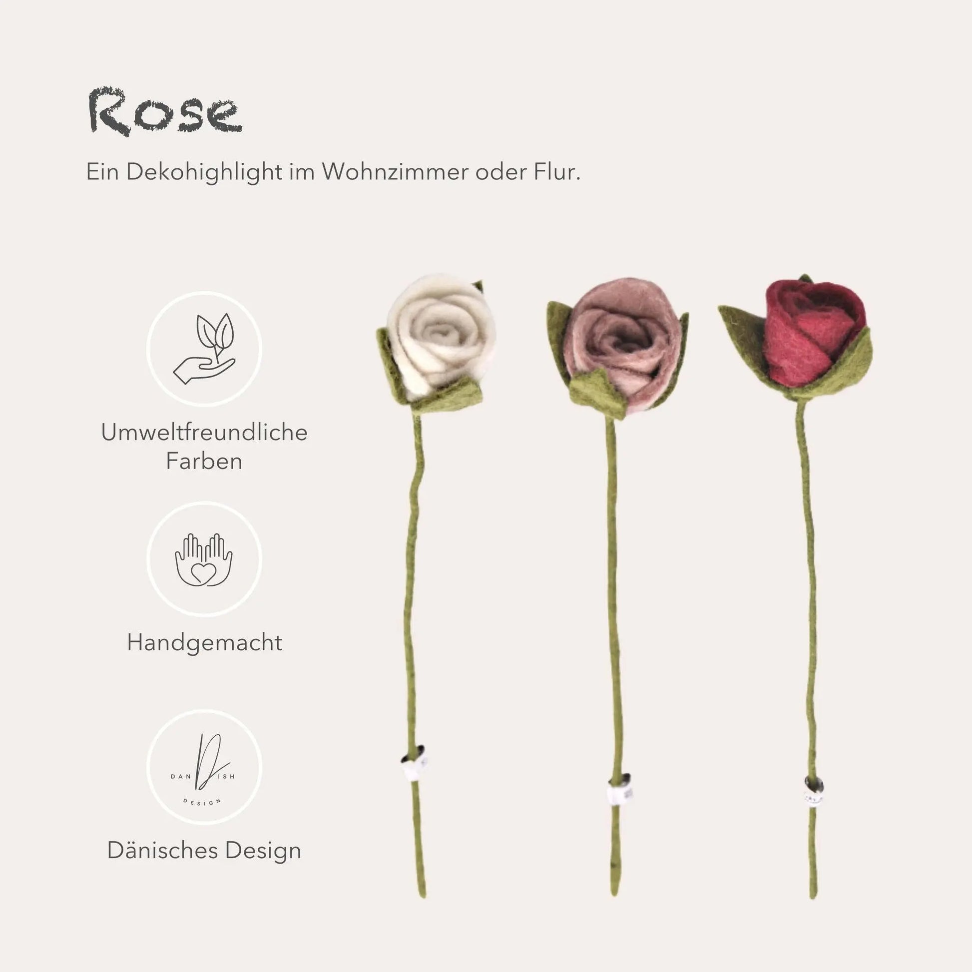 Filzlig Weiße Rosen 3er Set  Gry & Sif