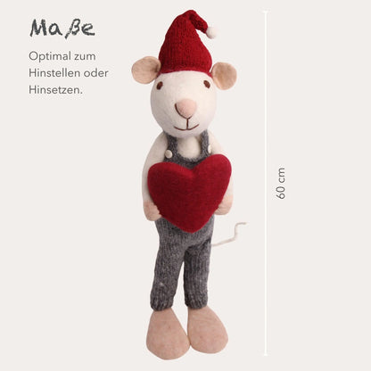 Filzlig XL Weihnachtsfigur Maus mit Herz  Gry & Sif