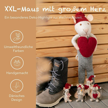Filzlig XL Weihnachtsfigur Maus mit Herz  Gry & Sif USPs
