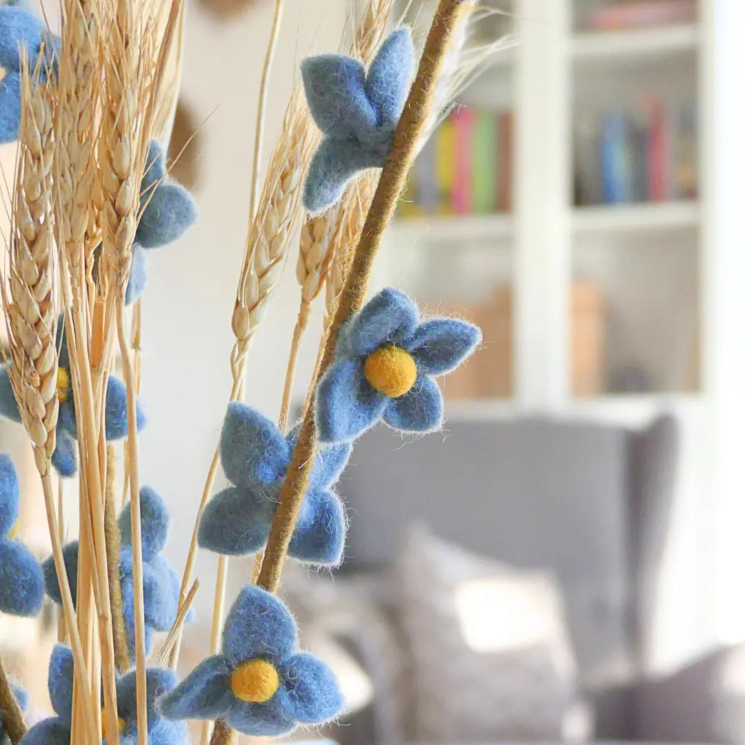 Filzlig Zweig - Blütenzweig blau 3er Set  Gry & Sif Inspirationsbild