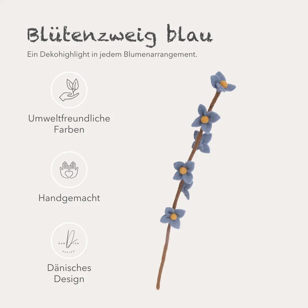 Filzlig Zweig - Blütenzweig blau 3er Set  Gry & Sif USPs