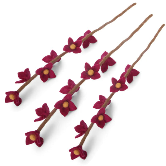 Filzlig Zweig - Blütenzweig fuchsia 3er Set  Gry & Sif