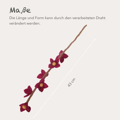 Filzlig Zweig - Blütenzweig fuchsia 3er Set  Gry & Sif Maße