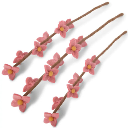 Filzlig Zweig - Blütenzweig rosa 3er Set  Gry & Sif
