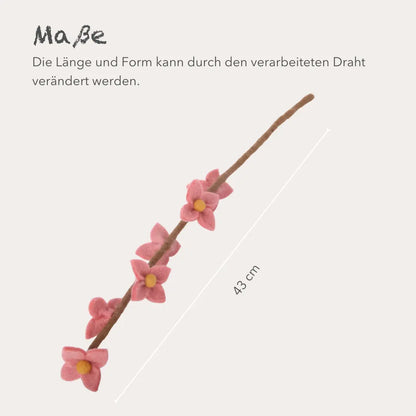 Filzlig Zweig - Blütenzweig rosa 3er Set  Gry & Sif