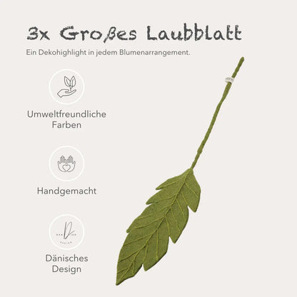Filzlig Zweig - Laubzweig großes Blatt 3er Set  Gry & Sif