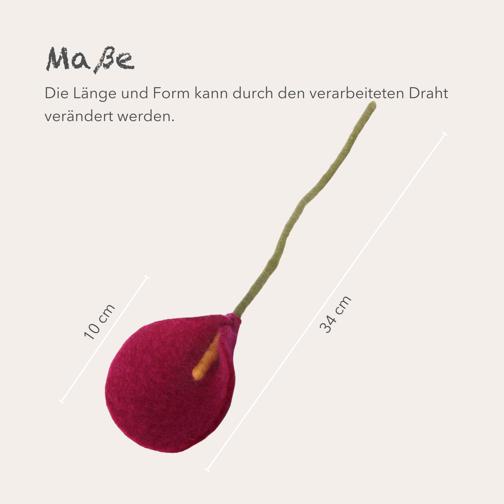 Filzlig Blume - Lilie fuchsia 3er Set  Gry & Sif Maße