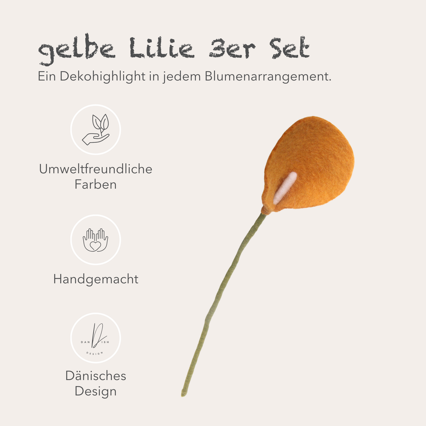 Filzlig Blume - Lilie fuchsia 3er Set  Gry & Sif USP
