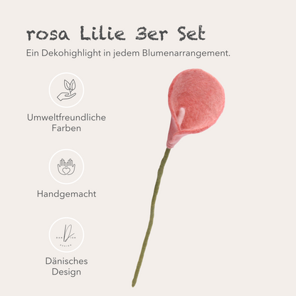 Filzlig Blume - Lilie rosa 3er Set  Gry & Sif USPs