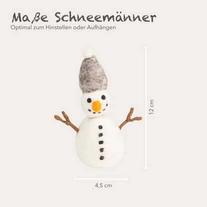 Filzlig Figuren Schneemänner roter + grauer Hut  Gry & Sif Maße
